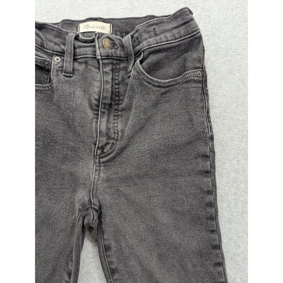 Madewell Jeans Womens SZ 27 Black Cali Demi Boot Stretch High Rise Raw Hem - Picture 3 of 16